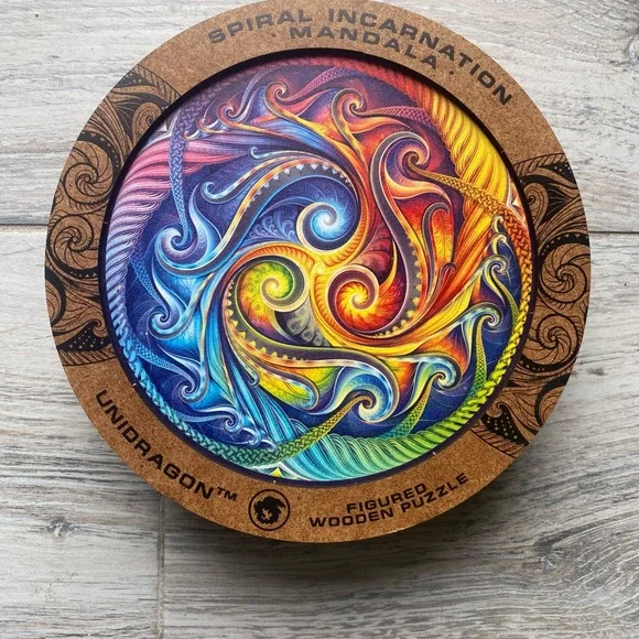 Unidragon King Size 350 Piece “Mandala Spiral Incarnation”Wooden Puzzle - Picture 2 of 5